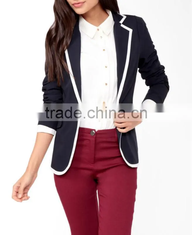 Contrast Single Button Blazer