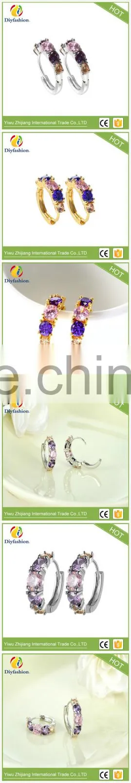 Latest Design Jewelry copper material gold plated cubic zirconia cz stud earrings
