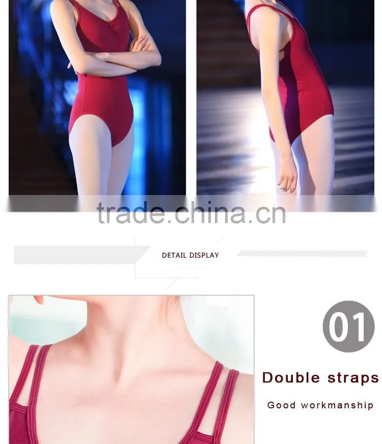 Sexy Girls Adults Ballet Clothes Bodysuit Burgundy Ballet Leotard With Linning