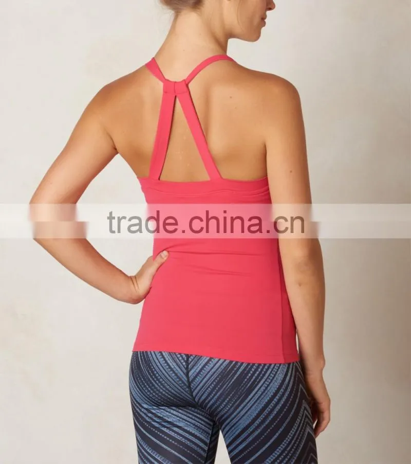 Wholesale Plain Color Racerback Yoga Cloting Women Padded Sports Top