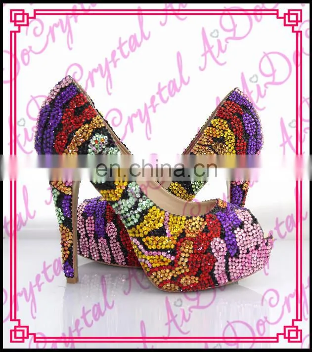 Aidocrystal Hot Sale Designer Fashion colorful platform rhinestone High Heel,shoes Women Pumps