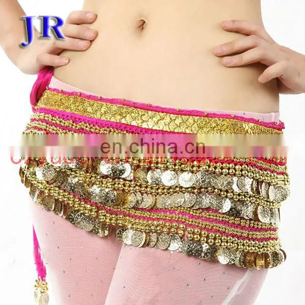 Y-2003 Egyptian velvet fabric gold coins belly dance hip scarf