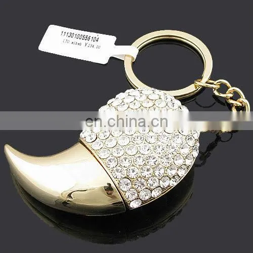 Custom crystal metal usb keychain, usb flash drive