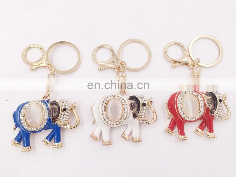 Popular Auspicious Color Elephant Charm Pendant Purse Bag Car Key Ring Chain