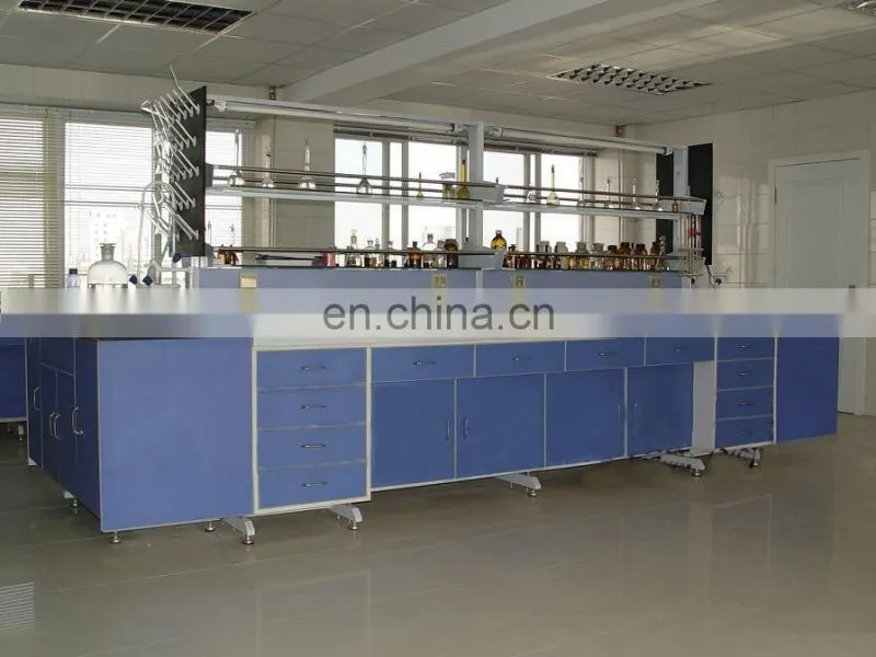 Steel Wood Lab Island Bench For University Laboratory with PVC Handle