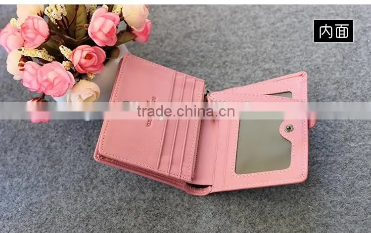 New fashion multi colored women woven leather short wallet with coin purse