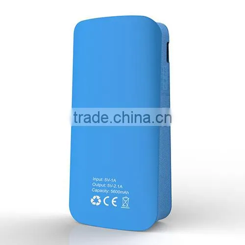 China factory for rechargeable slim portable power bank 5600mAh with lithium battery