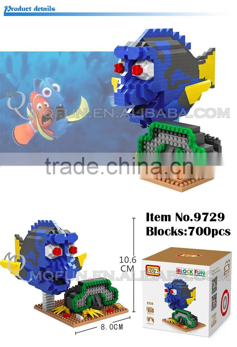 Mini Qute LOZ kawaii Finding Nemo Marlin Charlie Dory cartoon damond block plastic cube building blocks bricks educational toy