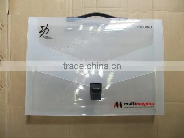 prmotion customized plastic file briefcase with handle with logo printed RYX-PB111