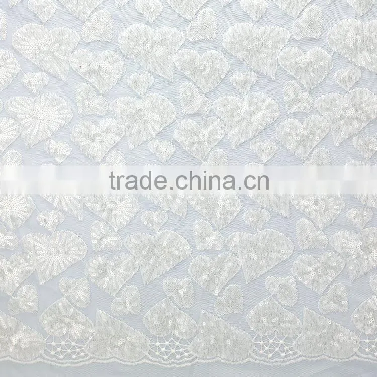 Latest fashion top quality 100%polyester different types of sequin embroidery fabric dresses for women