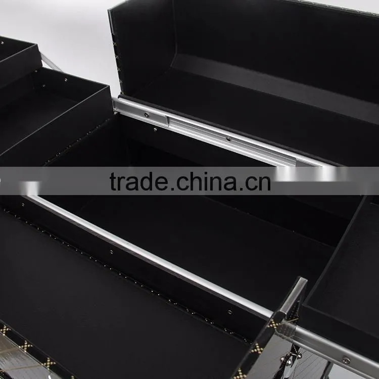 PVC material trolley makeup case with drawers