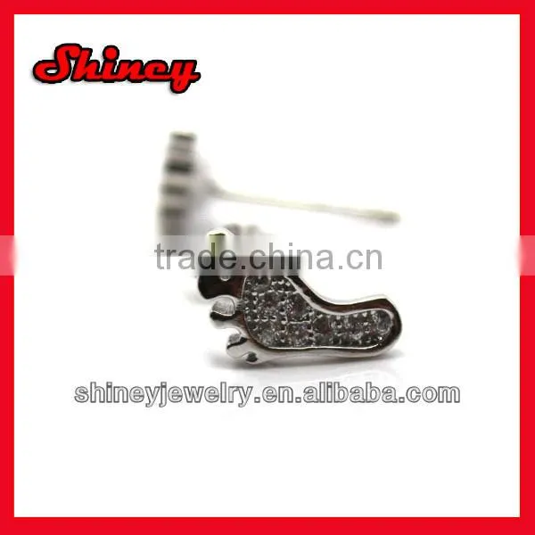 White & Yellow Round Diamond Micro Pave Setting Kite Shape Stud Earrings designer silver earring with pave cz