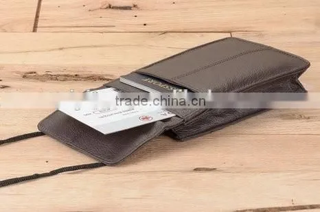 Handmade Genuine Leather Hanging Travel Document Organizer Passport Neck Pouch