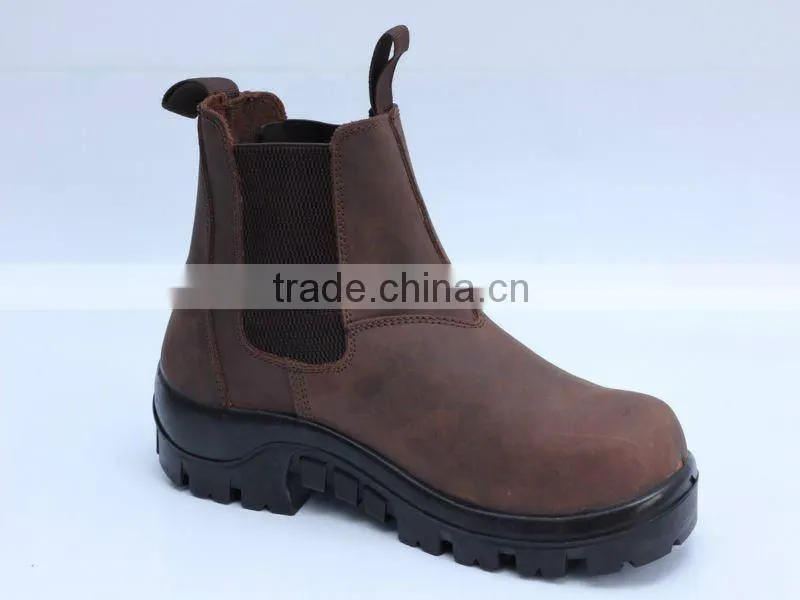 oil resistant crazy horse leather steel toe safety leather