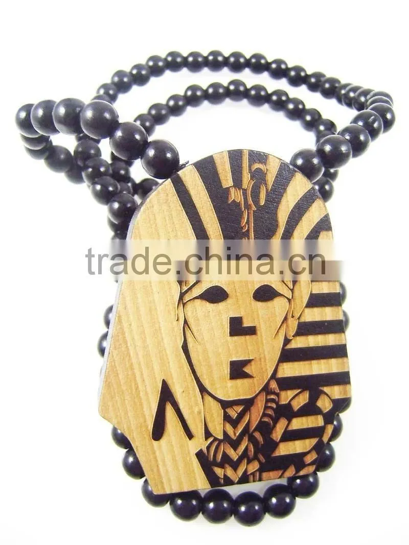 Men's Hip Hop good Last Kings Pendants Wood Rosary Chain Beads Necklaces