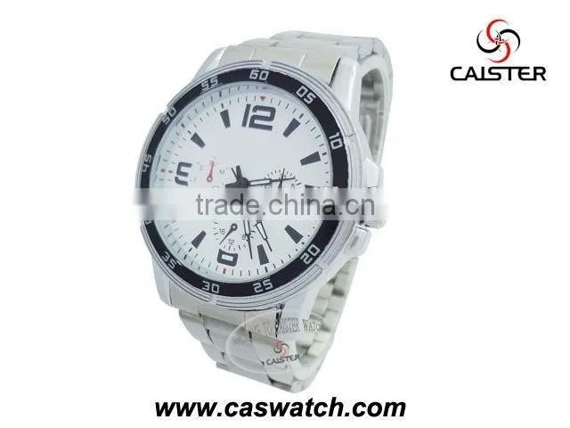 luxury silver-toned round watch, quartz movement water resistant couple watch, stainless steel back couple watch