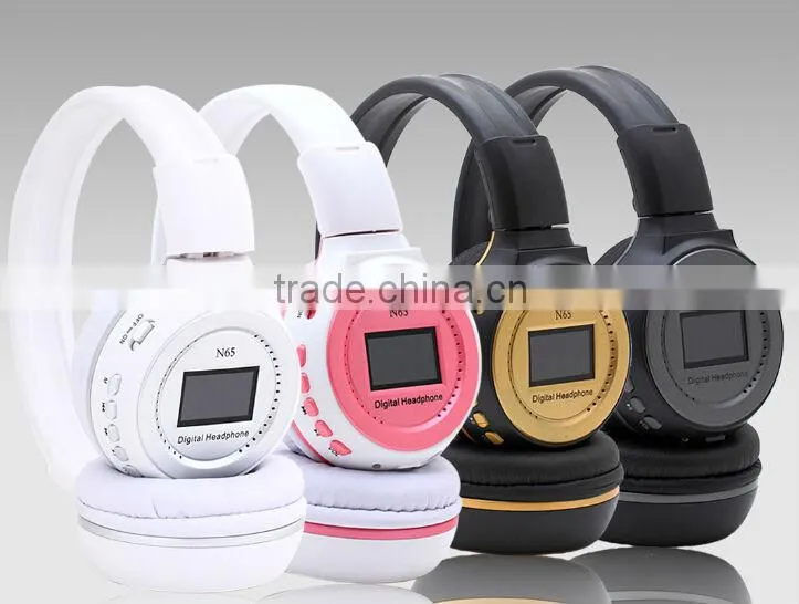 mp3 player wireless headphone n65 with LCD screen headphone for dubai