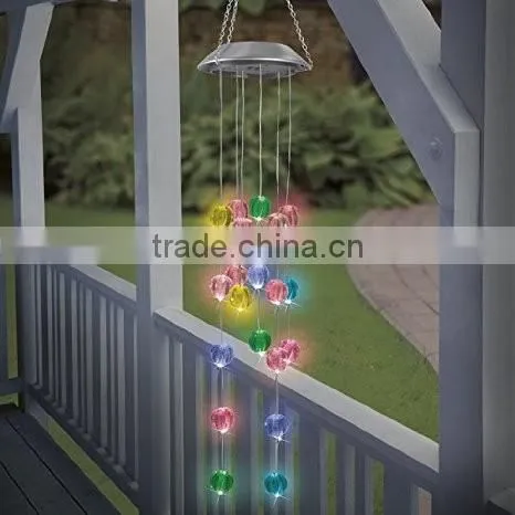 wholesale decorative led solar color changing acrylic wind chime