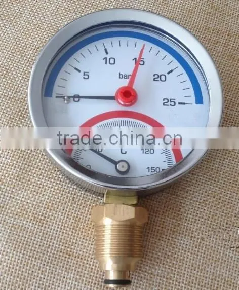 Floor heating water pressure temperature gauge