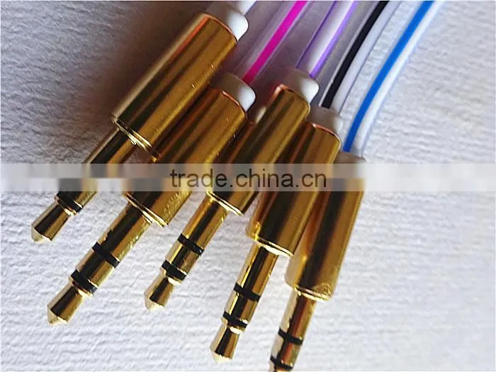highquality audio /DC3.5MM transparent spring cable with metal connector
