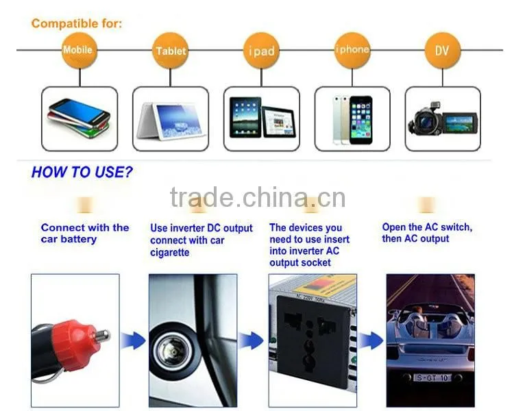 Full power hot sales solar inverter 200w 12v 24v DC/AC converter 50~60hz