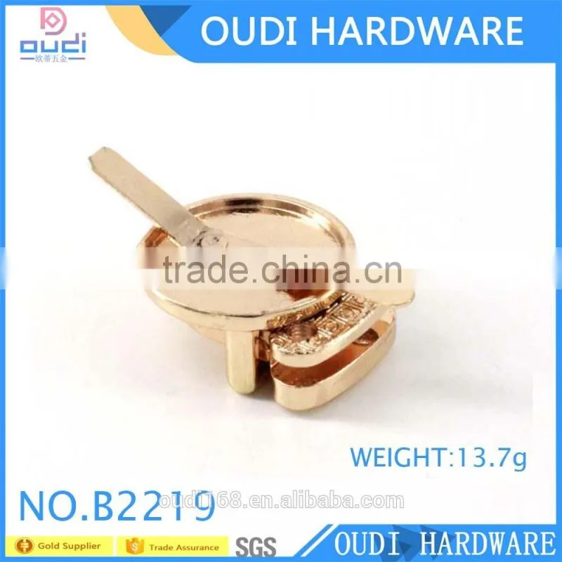 Shiny light gold bag fitting accessories, bag accessories insert buckle for lady handbag