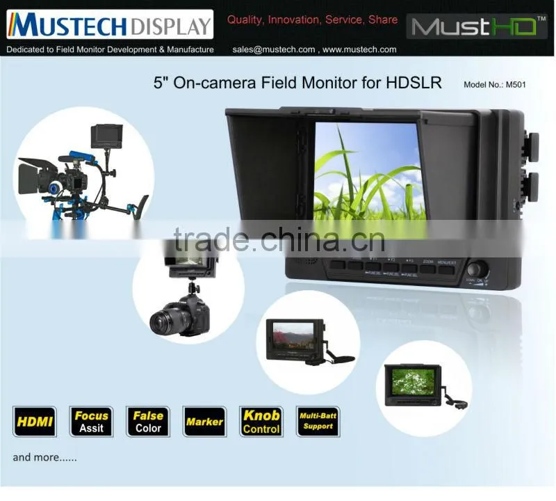 MustHD 5 inch lcd monitor with av input HDMI input Focus Assist Marker False Color