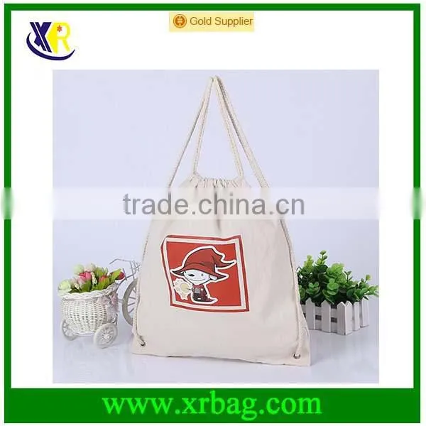 Custom cotton fabric drawstring sling backpack bags
