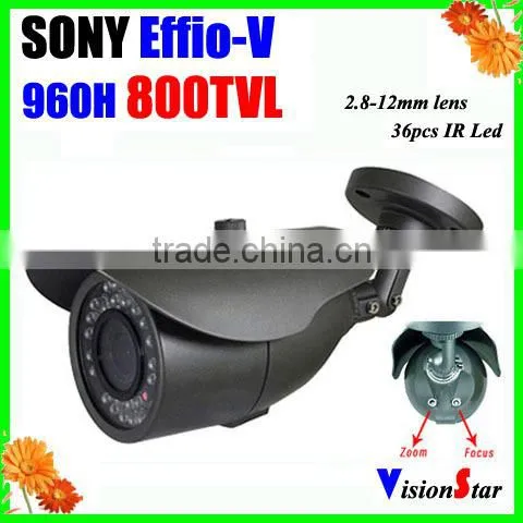 800TVL SONY EFFIO-V Super WDR OSD Menu 2.8-12mm Zoom Lens Weatherproof Video Camera Outdoor