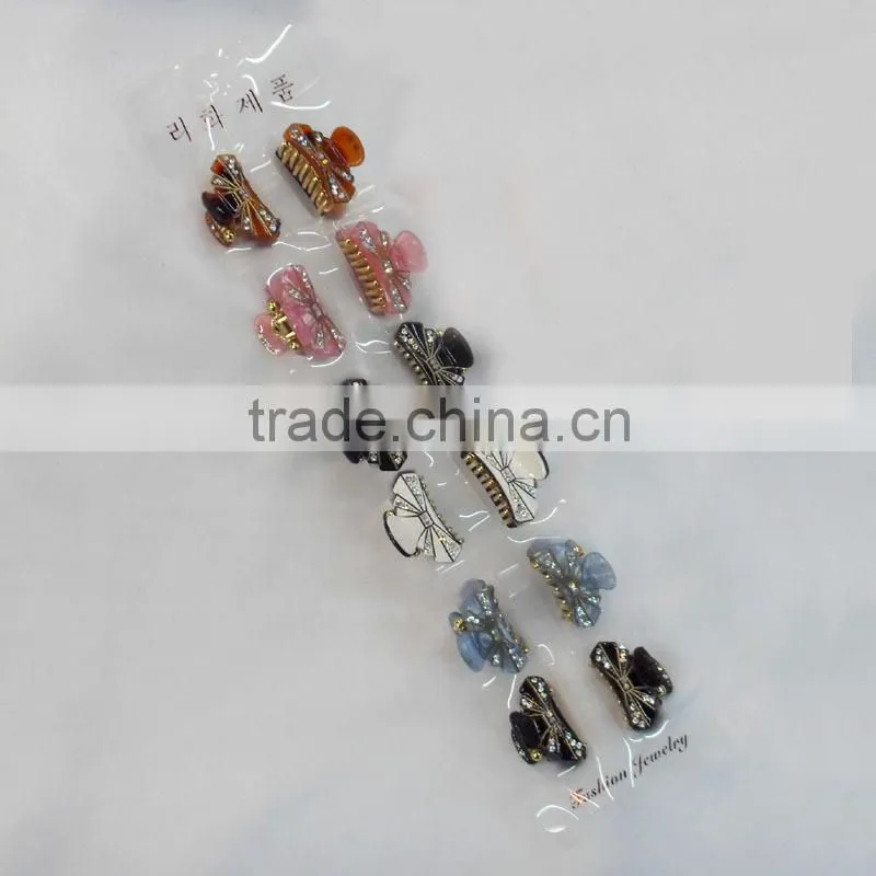 new design bright-colored diamante plastic baby hair claw clips missluv
