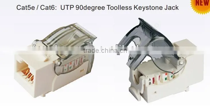 Cat5e / cat6 UTP 90degree Toolless Keystone Jack