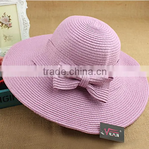 wholesale Fashion straw hats with bow tie decoration for summer hat for lady&women