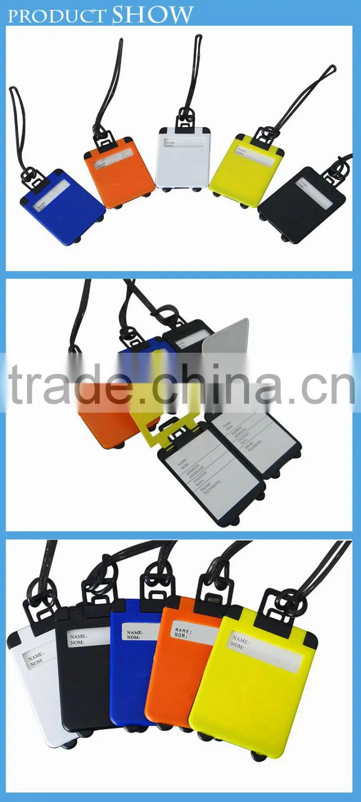 Fashion Accessories Hard Plastic Tag Wholesale Charming Color Writable Cheap Bulk Luggage Tags