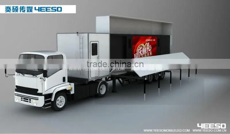 Hot !!!YEESO Mobile stage container C40 , outdoor billboard , night movies with P8 led display screen for popular concerts!