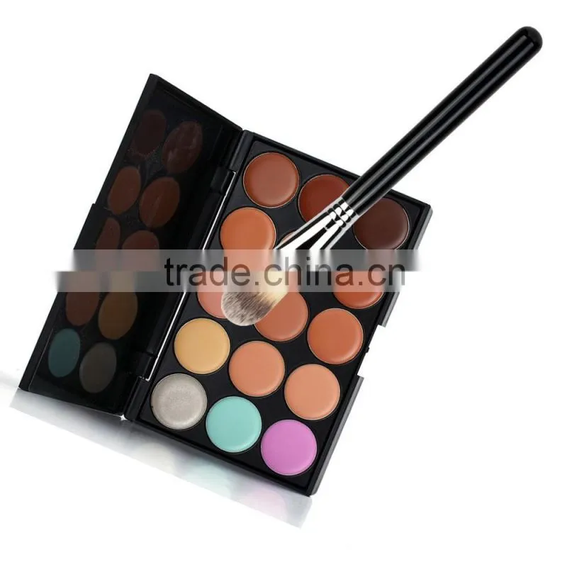 stock hot seller 15 color concealer foundation cream foundation makeup palette with cosmetic brush