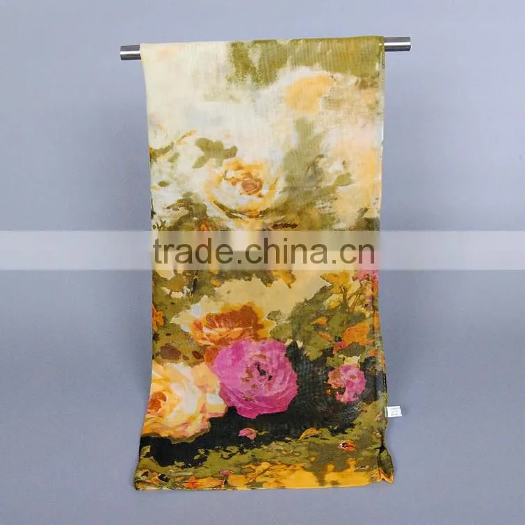 Scarf China Wholesale women fashion flowers Pattern scaves Chiffon silk 160*50 scarves pashmina shawls
