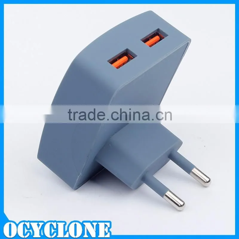 2 Port Adapter For Smart Mobile Cell Phone Dual USB 3.4A