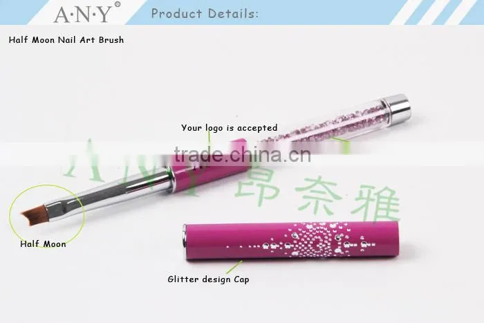 ANY Nail Art Gel Painting Wood Handle Flat Nail Art Gel Brush Nylon Hair