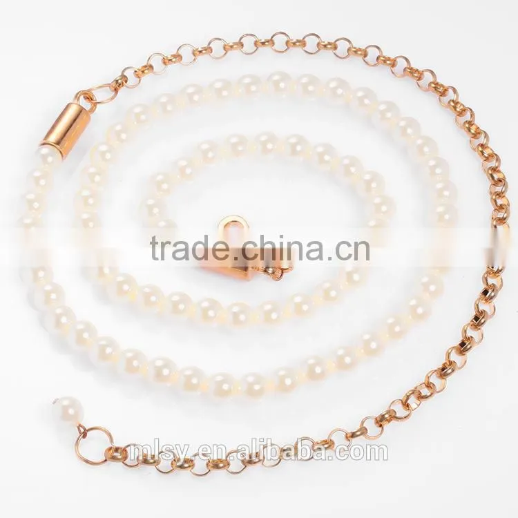 Charm pearl decorative gold metal chain for handbag