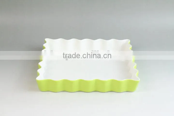 Bakeware colorful glazed corrugated ceramic square plate