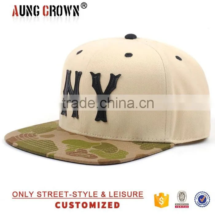 camo cheap snapback,camo brim snapback cap,6 panel flat bill snapback cap