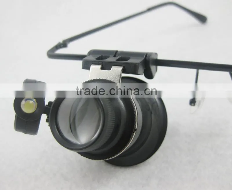 High quality Optical lens 2 LED Glasses Magnifier wholesale for repairing ,working,reading