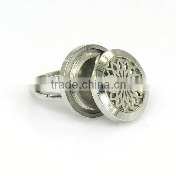 stainless steel round floating locket rings