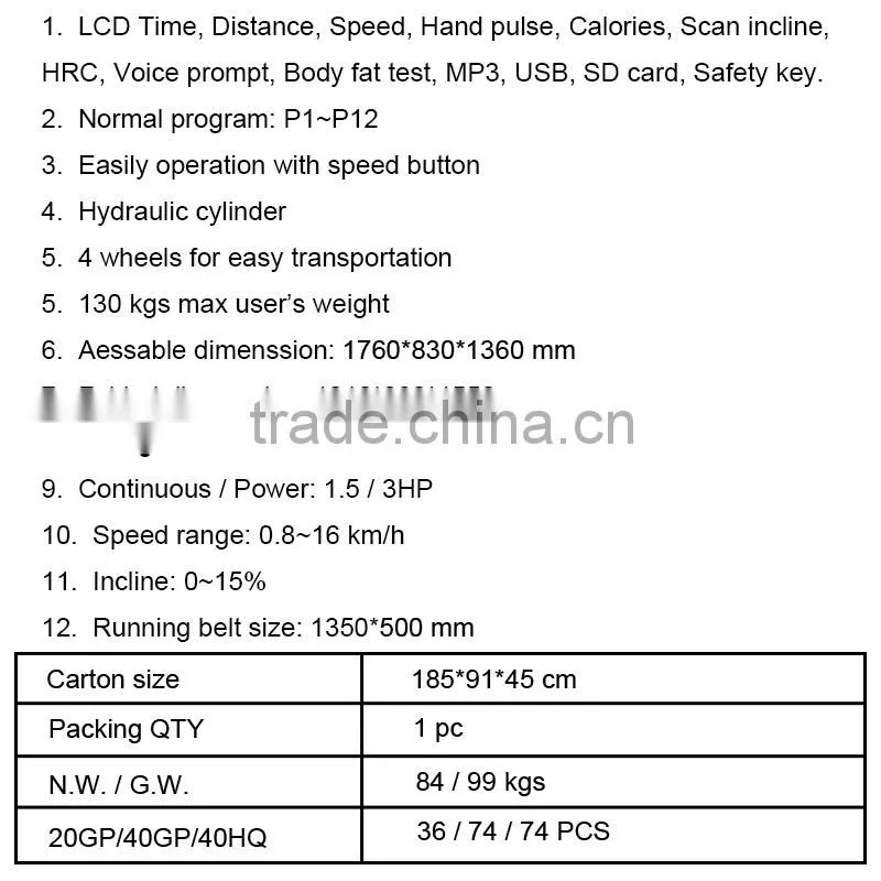 Fashion design home use treadmill/ running machine/body building equipment