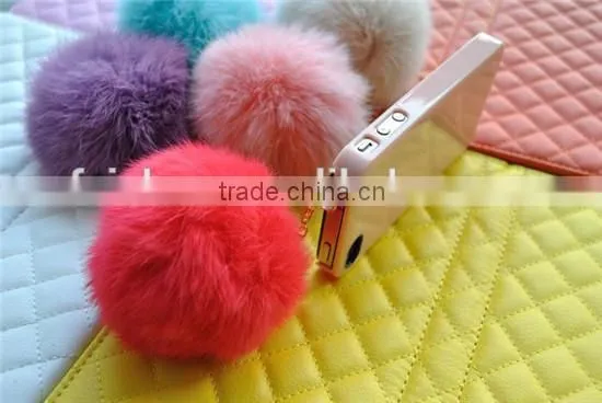 2015 wholesale Fashion Sparkling Diamond 3.5mm crown Dustproof Plug for mobile phone,Pearl rabbit hair ball dustproof plug