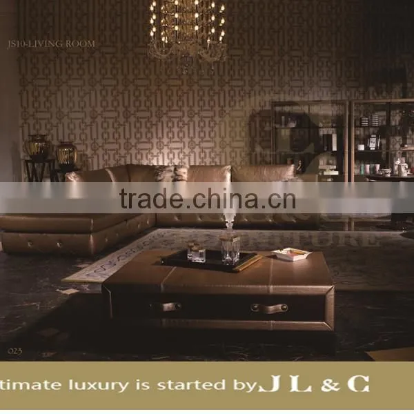 JS10 Living Room Furniture Sectional Sofa Full Grain Leather Sofa JL&C Luxury Home Furniture New Sofa Designs