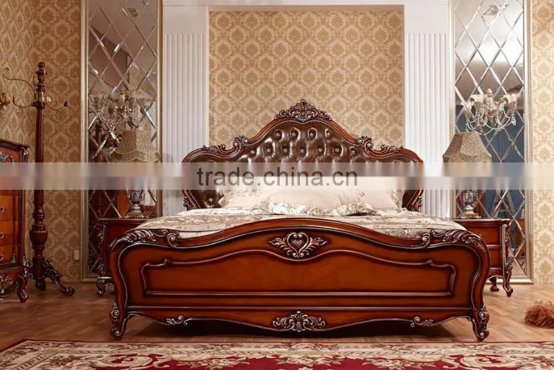 2016 Yumian luxury European type Classic style bedroom set Bed Bedside table Wardrobe Dressing table Commode