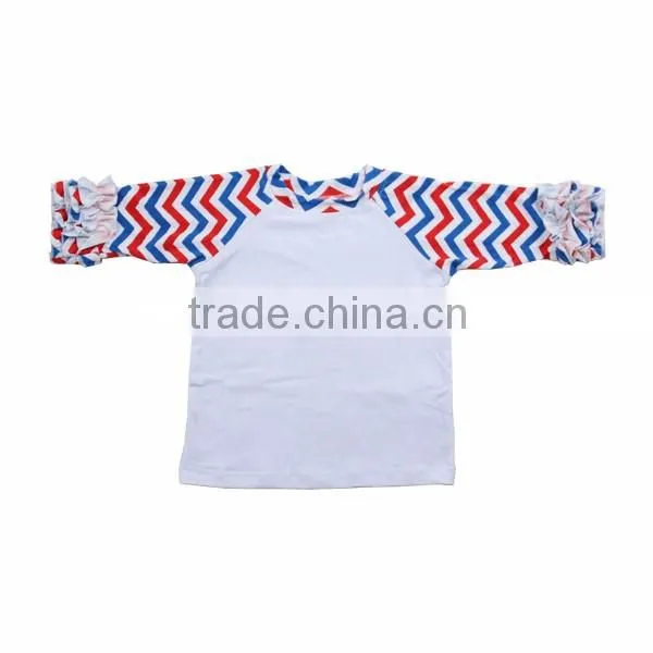2016 Kaiyo wholesale Infant/toddler 100% Cotton clothing long sleeve print ruffle raglan baby t shirts,baby girls top design
