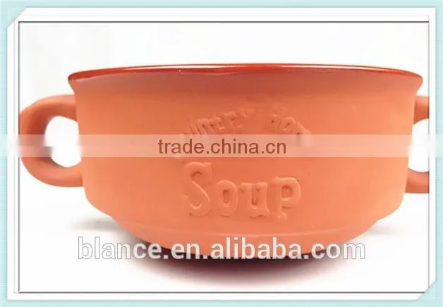 clay soup bowl with two handle big design