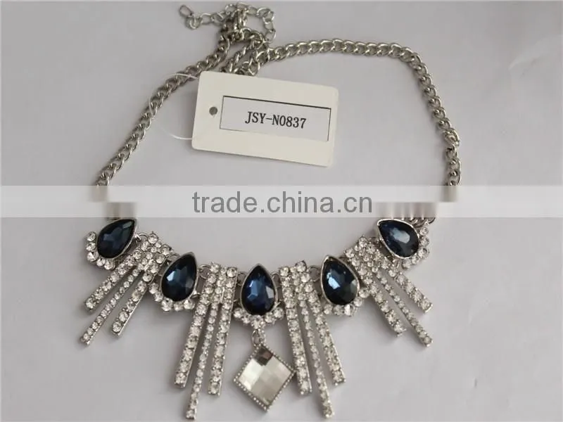 Wholesale white gold plated women necklace water drop crystal necklace